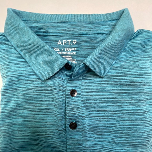 Apt. 9 Mens XXL Premier Flex Performance Polo Shirt Teal Space Dye Short Sleeve - Picture 7 of 7